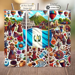 Guatemala  Flag 20oz  Tumbler Sublimation Design , Digital Download for Guatemalan Pride Cup, Decor, Gift
