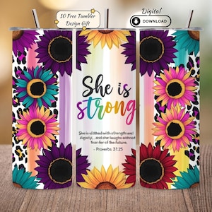 Proverbs 31 Tumbler Wrap: Christian Bible Verse PNG (20oz Skinny Tumbler, Digital Download)