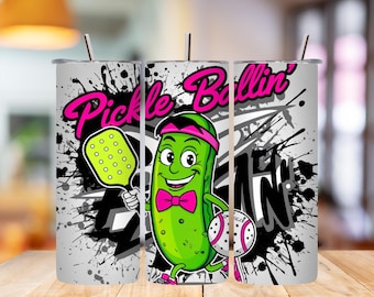 Funny Pickleball Tumbler Wrap: 20oz Skinny Sublimation Design (Digital Download)
