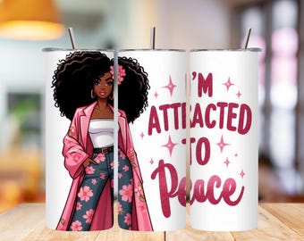 Black Queen Tumbler PNG: Afro Blessed Affirmation Wrap (Digital Download)