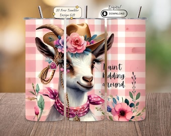 Goat Tumbler Wrap PNG: Funny Cowboy Animal Design (Digital Download 9.3x8.2 in.)