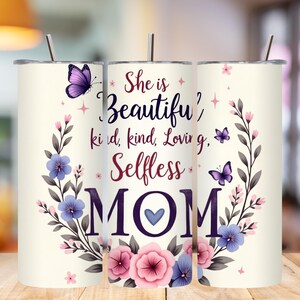 Floral Butterfly Mom Tumbler Wrap: 20oz Skinny Sublimation (Digital Download)