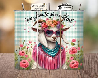 Funny Goat Tumbler Wrap PNG: 20 oz Skinny Sublimation Design (Digital Download