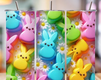 Envoltorio para vaso con diseño de conejitos de Pascua: Diseño de sublimación pastel (descarga digital)