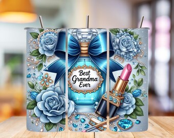 Tumbler Wrap Best Grandma Ever, bloemen Moederdagcadeau (digitale download)