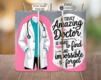 Doctor Tumbler Wrap PNG: 20 oz Skinny Tumbler Sublimation Design (Digital Download)