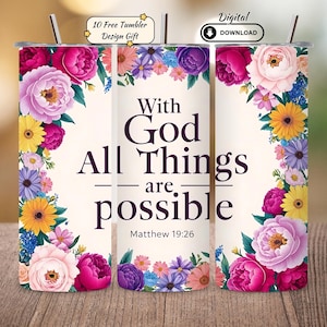 Christian Tumbler Wrap: Bible Verse Sublimation Design (20oz PNG Digital Download