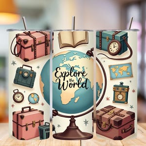 Wanderlust Tumbler Wrap: Explore the World Design (Digital Download)