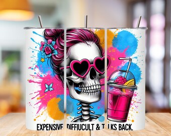 Funny Skeleton Tumbler Wrap: Sassy Skull Sublimation Design (Digital Download)