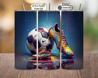 Ice Cream Soccer Tumbler Wrap PNG: 20oz Sublimation Design (Digital Download