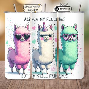 Alpaca Tumbler Sublimation Design: Funny Llama Wrap (PNG Digital Download 9.3x8.2 in