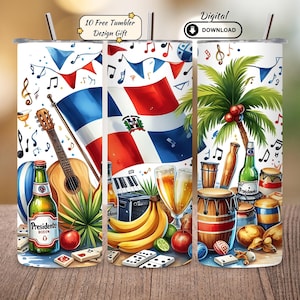 Dominikanische Republik Tumbler Design PNG: 20 Unzen Skinny Tumbler Wrap (Digitaler Download)
