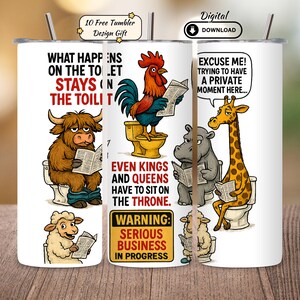 Animali divertenti sui bicchieri da toilette: involucro PNG da 20 once (download digitale)