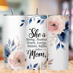 Floral Mom Tumbler Wrap: Mother&#39;s Day 20oz Skinny Tumbler (Digital Download PNG)