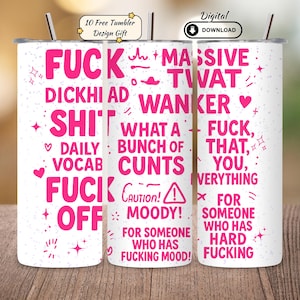 Snarky Swear Word 20oz Skinny Tumbler Sublimation Design , Funny Adult Humor Tumbler Wrap PNG Digital Download
