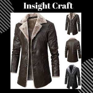 Einblick Handwerk Herren Fell Lederjacke Flieger Bomber Shearling Mantel Sherpa Flece gefüttert Jacken Kunstpelz Jacke Dickes Leder WinterJacke