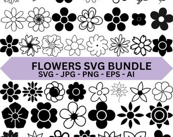 Floral SVG Bundle, Flower Cut Files for Cricut (svg, png, ai)