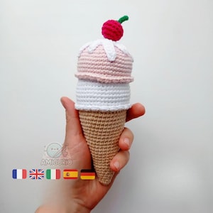Crochet Ice Cream Cone Amigurumi Pattern PDF - Cute Dessert Toy