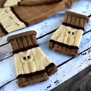 Knitted Owl Fingerless Gloves Pattern  Cozy Knit Design for Craft Lovers