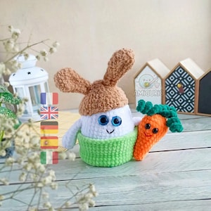 Crochet Rabbit & Carrot Pattern PDF - Amigurumi Tutorial for Beginners