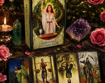 Baraja de Tarot Jardín de la Bruja, 78 cartas botánicas, lecturas de brujería inspiradas en la naturaleza.