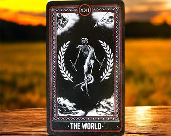 Skeleton Tarot Deck – Mini Gothic Tarot Cards – 78-Card Black & Red Occult Tarot Set