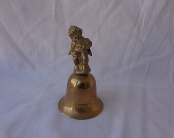 vintage brass angel bell over 6 inches tall angel desk bell gift idea