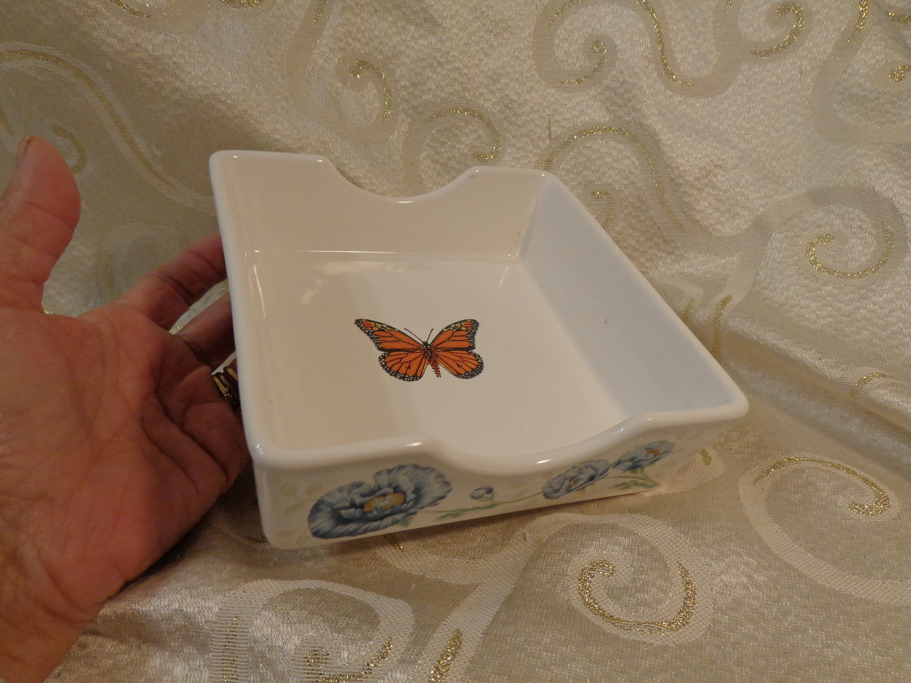 BUTTERFLY MEADOW NAPKIN Holder 5 3 4 X 5 3 4 Lenox Square Porcelain Napkin Holder in Butterfly Meadow Design Original Tag on Bottom Etsy Australia