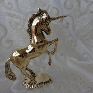 LARGE BRASS  9" x 8"  UNICORN - Vintage Brass Unicorn -  Brass Unicorn- Brass - Figurine - Unicorn