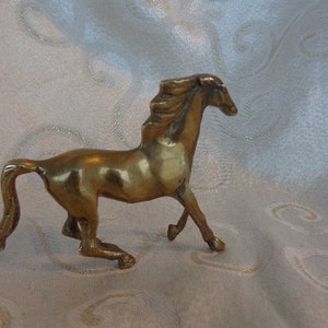 BRASS WILD MUSTANG - Solid Brass 4&quot; x 5&quot; Horse - Small Galloping Brass Horse Figurine