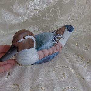 JIANGSU WOOD CARVED Duck - Jiangsu China Carved/Hand Painted Duck - 11&quot;L x 3 3/4&quot;H x 3 3/4&quot;W - Vintage Hand Carved and Painted Duck Figurine