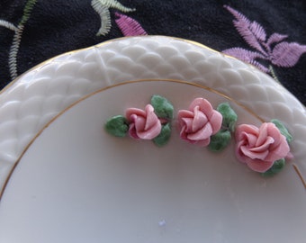 Dresden Porcelain Trinket Dish with Applied Roses - Beautiful piece