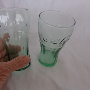 Pair of Mini Coca Cola Glasses - 4  1/2" H Coke Glasses - Little Coca Cola Glasses