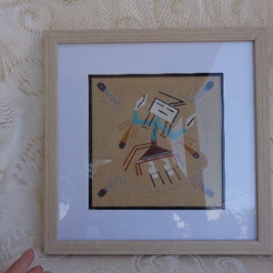 NAVAJO &quot;B BEGAY&quot;&quot;YEI&quot; Sand Painting  - 13 1/4&quot; X 13 1/4&quot; -Signed Sand Painting of Navajo Yei by B. Begay - Wood Frame