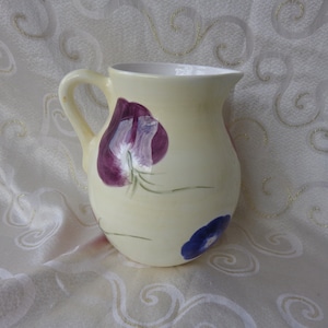 HAND PAINTED 8 1/2&quot; FLORAL Pitcher by Laurie Gates