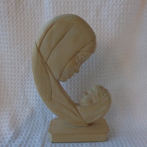 HAND CARVED MADONNA and Child 11&quot; Hand Carved Mother and Child
