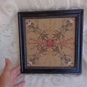 NAVAJO &quot;YEIS&quot; - 10&quot; x 10&quot; - Sand Painting Including the Frame - Authentic Navajo Sand Art by Navajo Artist (Name Hidden) - Wood Frame