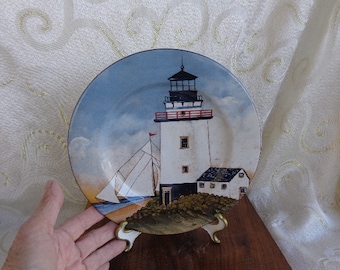 LIGHTHOUSE COLLECTION PLATE - David Carter Brown - 8 1/4"D - White Lighthouse Plate from "By the Sea" Collection