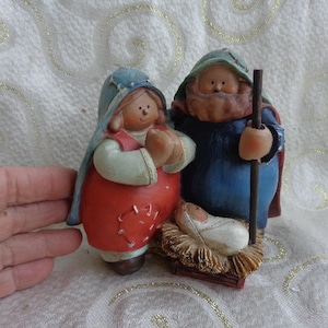 NATIVITY SET - 5&quot;H x 5 1/4&quot;W x 4 1/2&quot;D - 1Pc Hand-Painted Resin Jesus, Mary and Joseph Nativity Figurine  with original tag on bottom