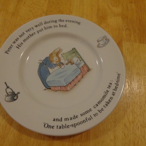 PETER RABBIT PLATE- Wedgewood Plate - Peter Rabbit Getting His Medicine - Beatrix Potter Plate