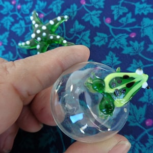 GLASS GLOBE STARFISH  Window Ornaments - Two Glass Starfish Hanging Glass Art Objects - Hand Blown Glass Art