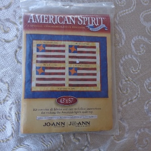 AMERICAN SPIRIT QUILT Kit- 43&quot;x 57&quot; Commemorative Edition  Complete Quilt Kit with Fabric - Flag Quilt Top Kit -