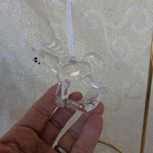 CRYSTAL ROCKING HORSE Faceted Ornament 3&quot; Full Lead Crystal Rocking Horse with loop for hanging on Tree