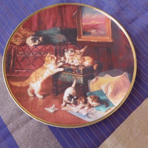 Kitten Plate While the Master is Away- Seven kitties playing - Franklin Mint Heirloom Recommendation Limited Edition Numbered Porclean Plate