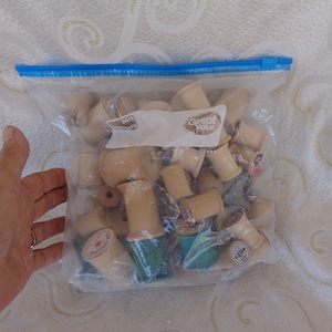 WOODEN SPOOL LOT - Large Bag as shown of all types Wooden Spools