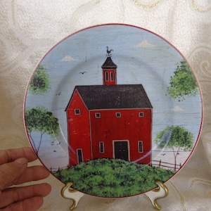 WARREN KIMBLE &#39;BARNS&quot; Plate - 8 1/4&quot; - Two Story Barn Plate by Sakura  1998