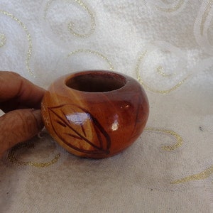 GRAND TURK CARVED Wood Mini Bowl - 1 3/4&quot;H x 3&quot;D - Carved Wooden Bowl with Floral Design and words &quot;Grand Turk&quot; on side