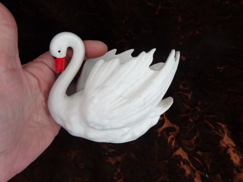 1970 s Goebel ZV 103III Vintage Swan PlanterVase Marked with Blue B in V and stamped ZV103III Porcelain Bisque West German Swan
