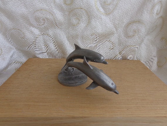 PEWTER DOLPHINS Pair #609 - 1980'S - 2 1/2