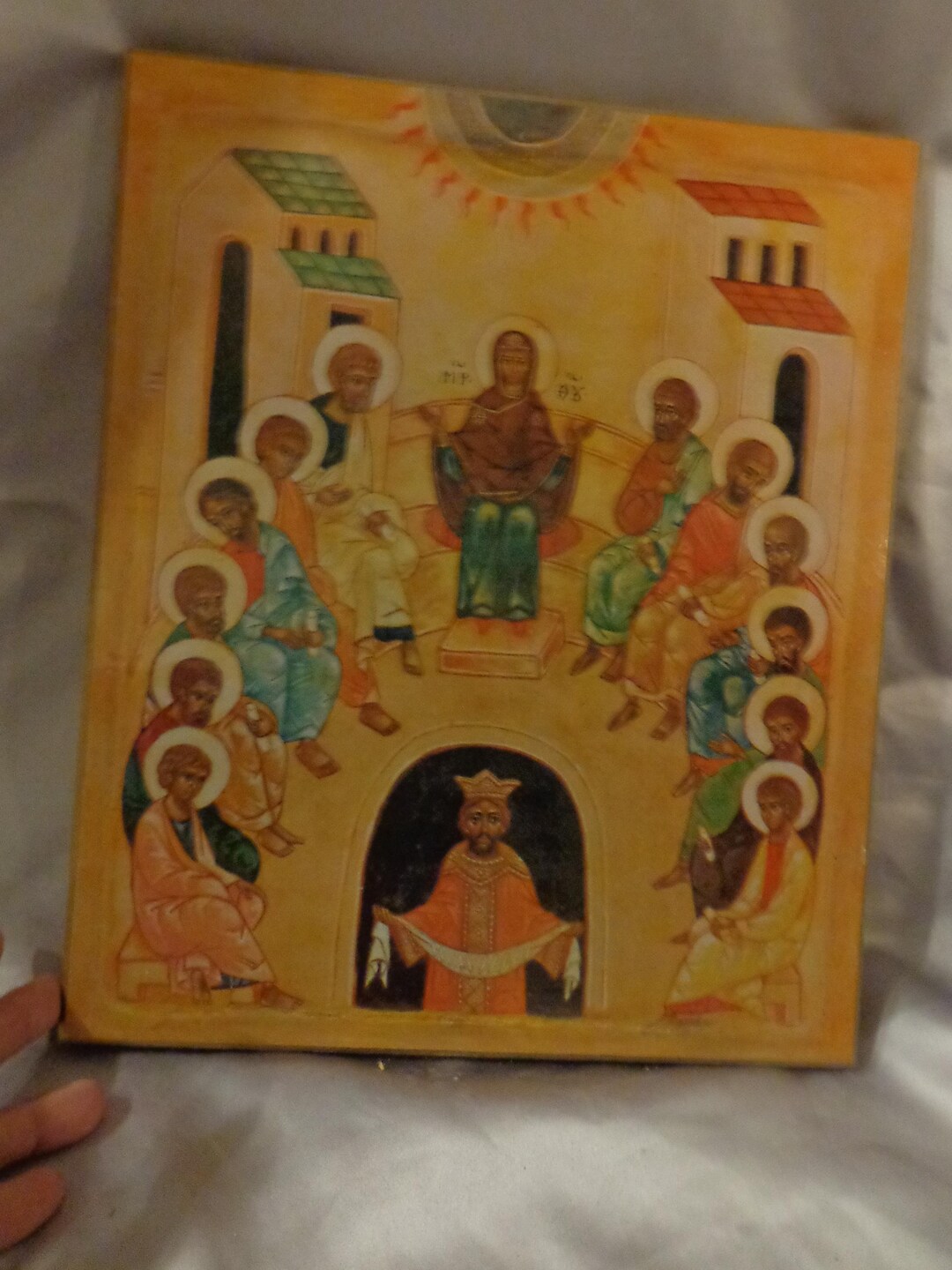Icon Eastern Rites PENTECOST WOODEN ICON Plaque - 13